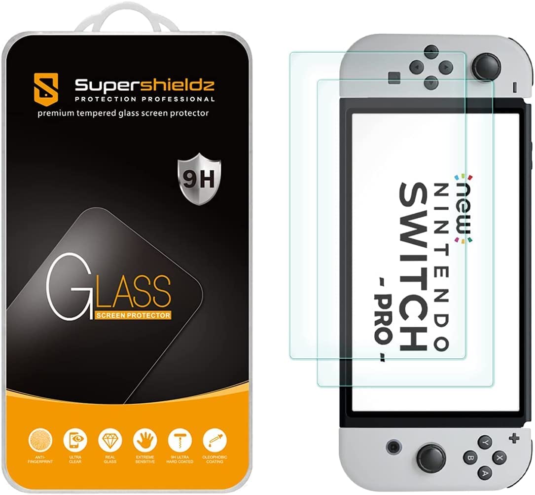 Supershieldz (2 Pack) Designed for Nintendo Switch OLED (2021) Tempered Glass Screen Protector, Anti Scratch, Bubble Free