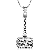 zeqingjw Mjolnir Thors Hammer Cremation Jewelry for Ashes Tree of Life Urn Necklaces for Ashes Holder Keepsake Memorial Ashes Pendant for Men Women