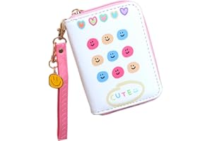 AACKS Smile Coin Purse Happy Face Wallet Girls Small Wallet Happy Kids Wallet with Charm Mini Coin Pouches with Strap Preppy Wallet Aesthetic Wallet Y2K for Women