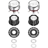 MECCANIXITY 2Set WTH118-2W 10K Ohm Potentiometer Single Turn Rotary | Carbon Linear Variable Potentiometer, with Knobs Nuts Washers Dials, for DIY Electronics Audio Equipment