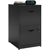 Polup 2 Drawer File Cabinet with Lock, Metal Filing Cabinet for Home Office | Small Locking Cabinet for Under Desk Storage, Printer Stand, Fits Letter Size, Black, 25"H x 15"W x 18"D, Easy Assembly