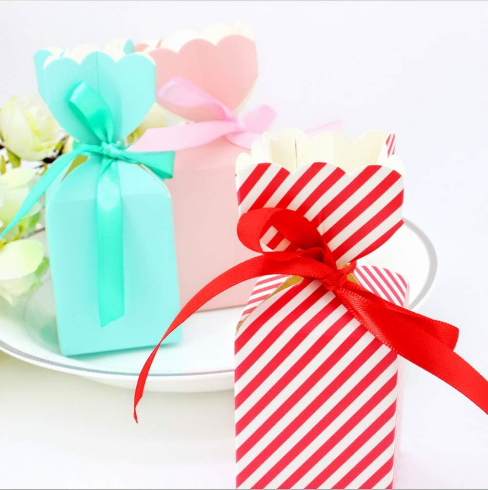 JZK 50 x White red stripes wedding favour box paper favours box small gift box for wedding birthday baby shower christening graduation Christmas party sweets box - Image 5