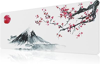 EFISH Japanese Cherry Blossom White Extended Large Mouse Pad 31.5x11.8x0.12