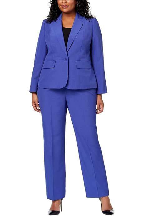 Button Notch Collar Pant Suit 