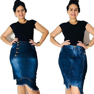 saia jeans midi atacado
