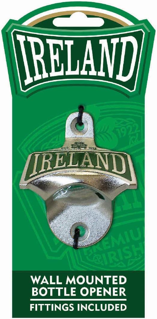 Ireland College Wall Mounted Bottle Opener With Green Shamrock Design