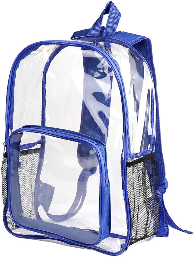 RB Heavy Duty Clear Backpack, Transparent Blue Travel School Clear