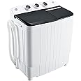 Homguava Portable Washer Machine 17.6LBS Capacity Mini Washing Machine 2 in 1 Compact Washer and Dryer Combo Twin Tub Laundry Washer(11LBS) & Spinner (6.6LBS) with Built-In Gravity Drain Pump(BLACK)