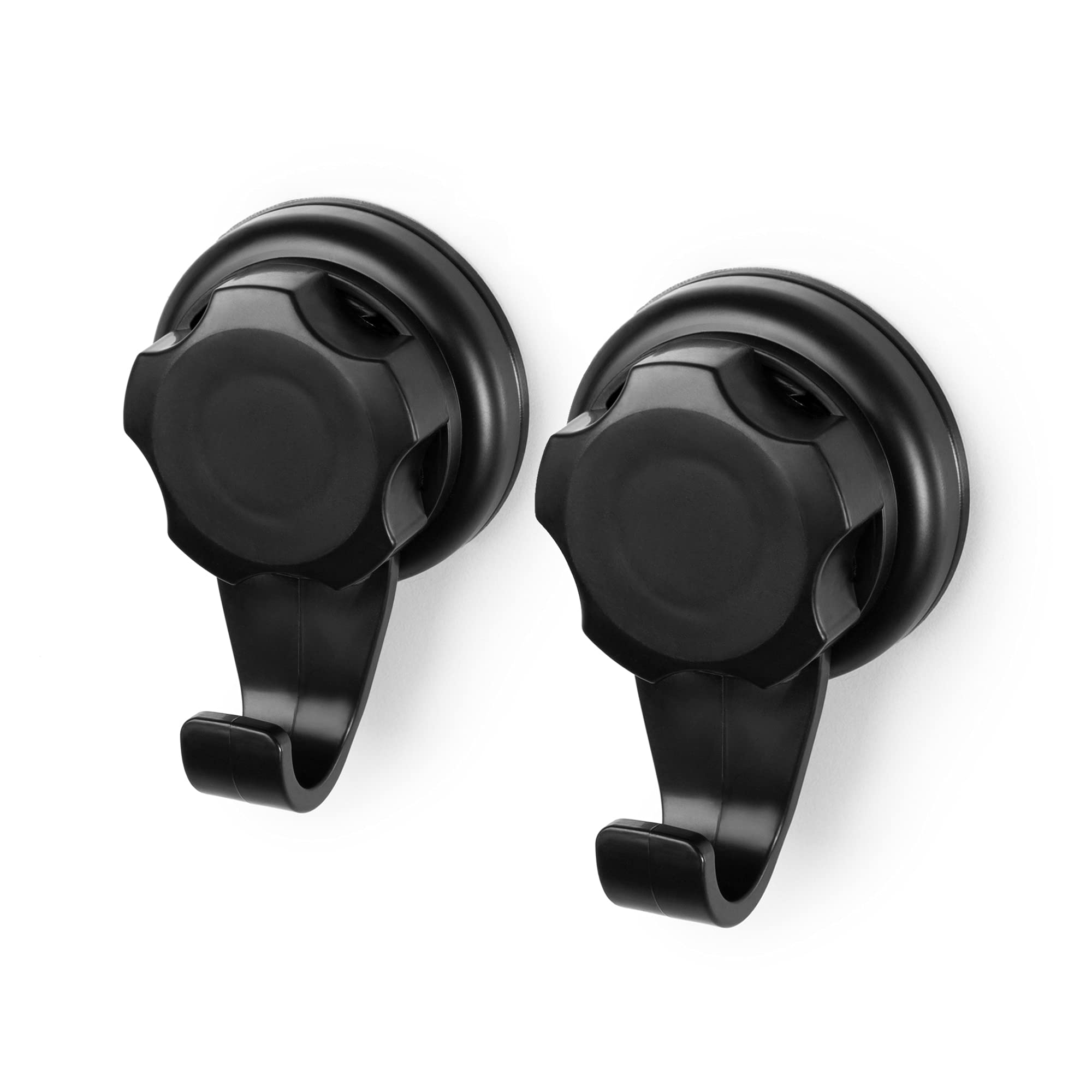 Compactor Bestlock Set of 2 Wall Mounted Storage Hooks, Suction Cup Mounting, Supports up to 3kg, Small, 5.4 x 4 x H.8 cm, Black, RAN9771