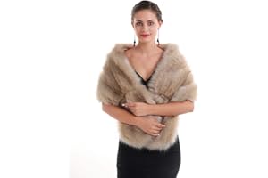 SAFERIN Women's Winter Faux Fake Fur Straight Wedding Halloween Party Custume Accessory Scarf Wrap Collar Shawl Shrug