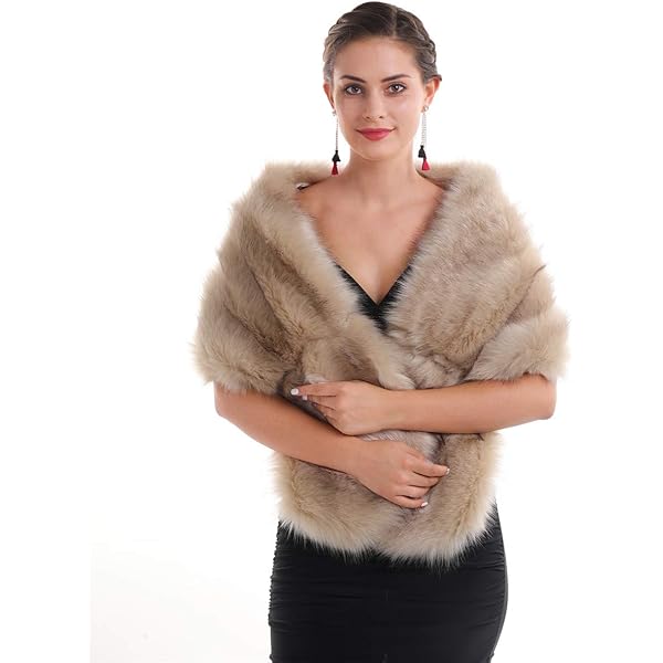 SAFERIN Women's Winter Faux Fake Fur Straight Wedding