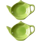 Generic 2 Pcs Teapot Shaped Tea Bag Holder, Ceramic Tea Bag Rest Set, Small Tea Bag Dish for Used, Afternoon Tea Accessories, Spoon Rest &amp; Drip Tray, Green
