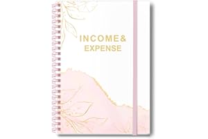 Tiankool Income & Expense Tracker - Bookkeeping Ledger Book with Receipt Pocket, Accounting Ledger Book for Small Business - Easy to Record Business Ledger for Men and Women, Undated, 5.8"x 8.2"-Blue