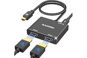 RUUPRRN Mini Displayport to Dual HDMI Adapter, 4K60Hz Thunderbolt 2 to HDMI Female Splitter Extended Display 2 Monitors Adapt