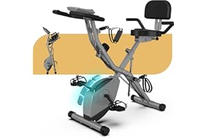 LINBOLUSA Indoor Exercise Bike for Seniors, Foldable 5 IN 1 Stationary Bike with 16-Level Magnetic Resistance and Tri-Position Ride, 300LBS Capacity, 5.5 LBS Flywheel, Designed for Home Workout 818