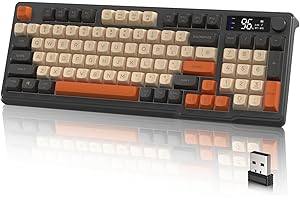 M96 Wireless Gaming Keyboard,Knob Control Bluetooth/2.4G Wireless Mechanical Feeling Keyboard,RGB LED Backlit with Display Sc