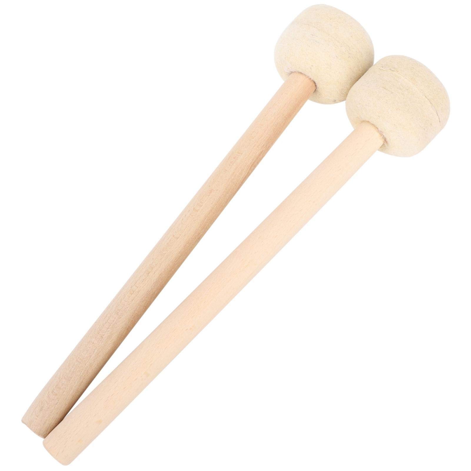 2 Pcs Drum Mallet, Wooden Wool Felt Drum Stick Mallets Bass Drum Stick Drum Gong Mallet for Percussion Instrument Band Accessory