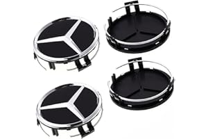 THCBME 4PCS Wheel Center Caps for Mercedes Benz, 75mm/2.95" Car Wheel Hub Caps ABS Rim Center Hub Cover (Black)