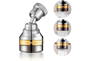 ILOVEFIDGET Kitchen Faucet Spray Head, Solid Brass,ABS and Stainless Steel, 360 Degree Rotatable Aerator – 3 Flow Mode Adjustable, High Pressure Booster, Anti-Splash, Water Saving Faucet Sink