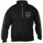 Harley-Davidson Men's Road Pilot 1/4 Zip Cadet Pullover Sweatshirt, Black