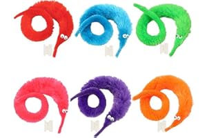 Magic Worm Toys, 6pcs Worm on a String for Carnival Party Favors (6 Colors)