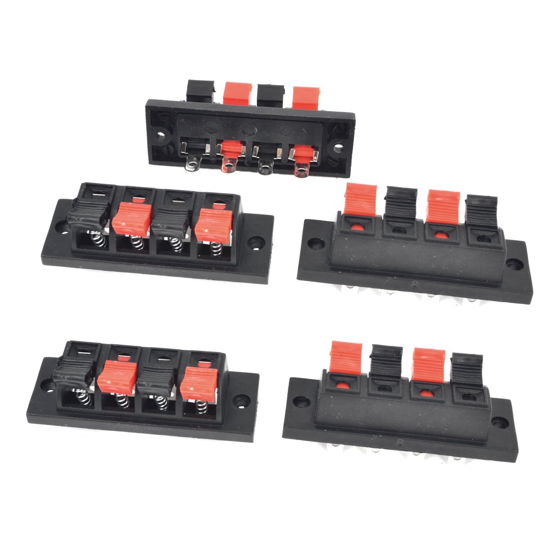 sourcing map 5Pcs 4Pin Red and Black Spring Push Audio Terminal Board Connector