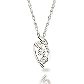 MAX + STONE Three Stone Natural Diamond Necklace for Women with Adjustable 18”-20” Sterling Silver Chain | Diamond Pendant Necklace with Miracle Plating | 925 Sterling Silver Necklace for Women