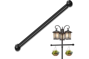 iplusmile Lamp Post Cross Arm Replacement: 22" Cross Arm Ladder Rest Handle with Removable Decorative Spheres for Outdoor Lamp Posts Poles, Black