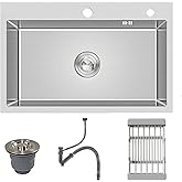 33x19 Drop in Kitchen Sink, 9” Deep Large Top Mount Single Bowl Sinks Nano Coating Stainless Steel Kitchen Laundry Room Sinks