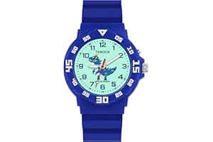 TENOCK Kids Analog Watch for Boys Girls, Dinosaur Unicorn Learn to Tell Time Watch with Night Light, Waterproof, Military Time, Soft Band Watches for Ages 4-12 Great Birthday Gift