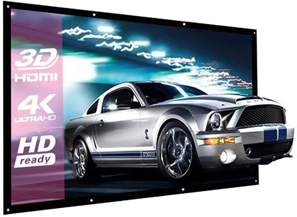 QiFun Projector Screen,110inch Outdoor Projector Screen 16:9 Movie Screen Fixed Frame 3D Projector Screen for 4K HDTV Movie Theater