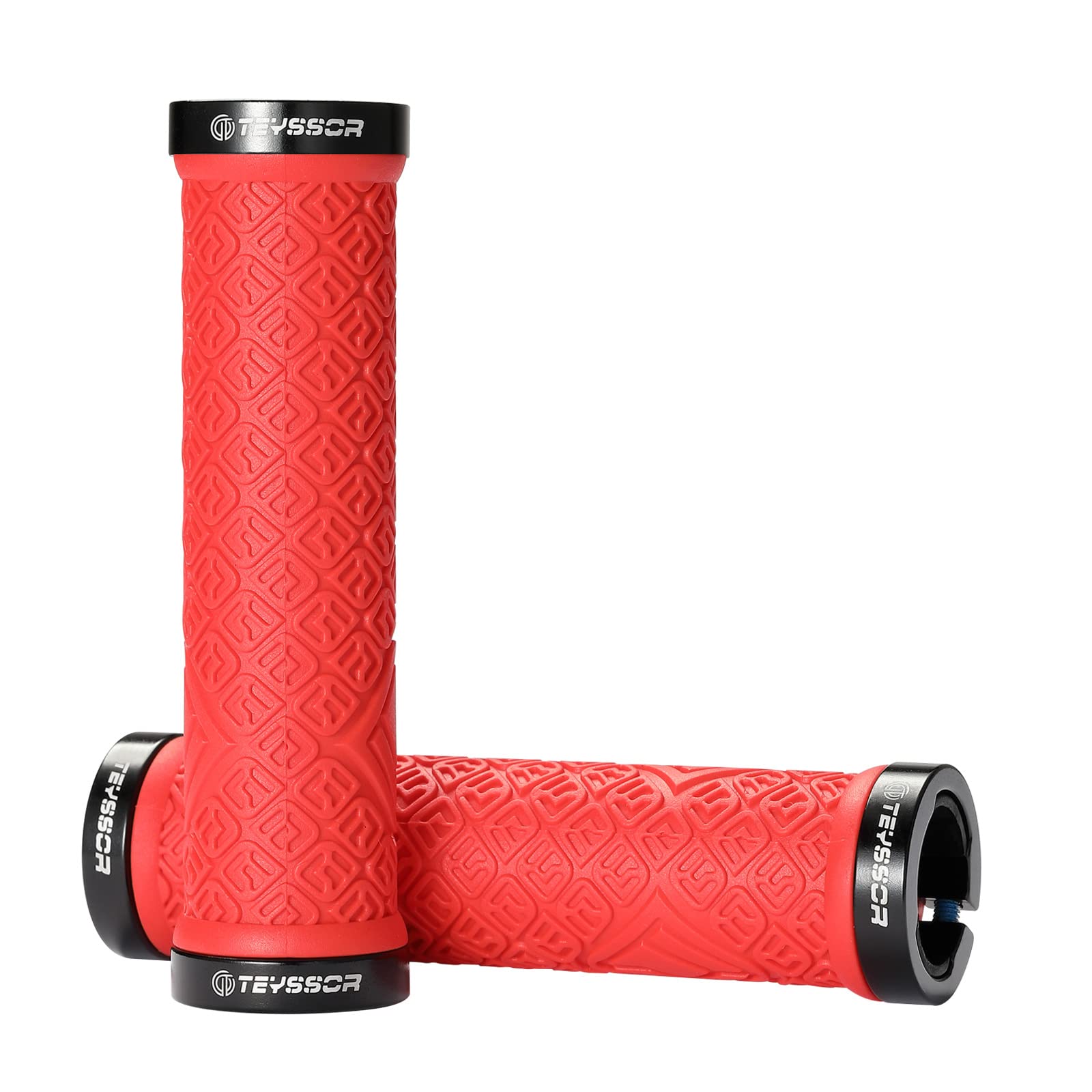 Teyssor Bike Grips, Mountain Bike Handlebar Grips with Aluminum Double Lock for MTB BMX Bicycle
