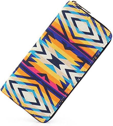 Sansarya Boho Hippie Aztec Tribal Long Zip Women Wallet Vintage Card Holder (ClorfulTribal)