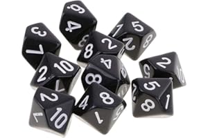 Yiotfandoll 10PCS Polyhedral D10 Dice Acrylic 10 Sided Game Dice for RPG MTG DND Dice Table Games (Black)