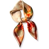 PoeticEHome 100% Pure Mulberry Silk Square Scarf 27"x27" Women Neckerchief Headscarf Gift Packed