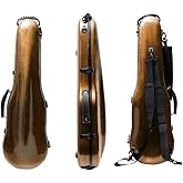Vetimobato Dazzling Hard Shell Violin Case 4/4 Full Size Strong Light Flight Carbon Fiber Violin Box with Straps Travel Violin Case (Bronze)