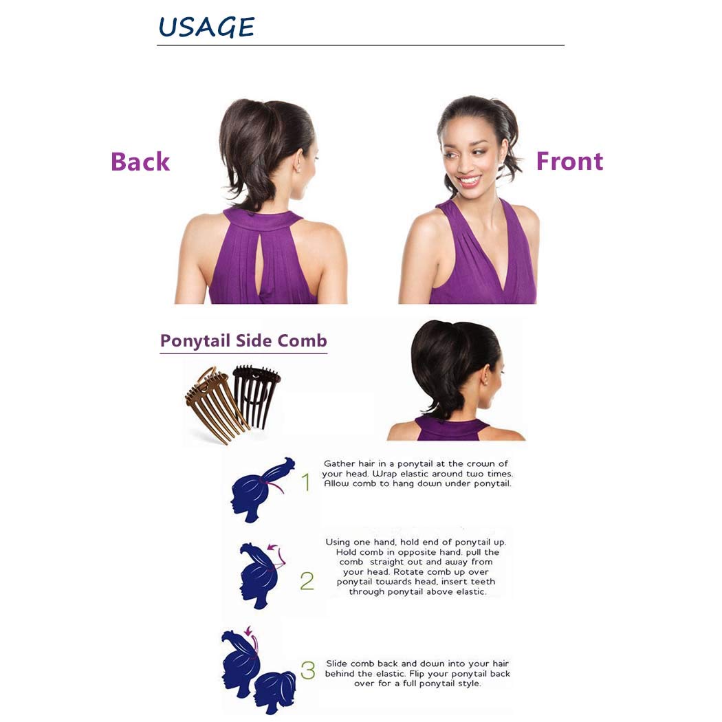 JONKY Resin Black Side Combs for Ponytail Holder Rubber Band Ponytail Combs Hair Accessories Hair Side Combs Heighten Hair Tools Work Party Gifts for Women and Girls (Pack of 2) : Beauty