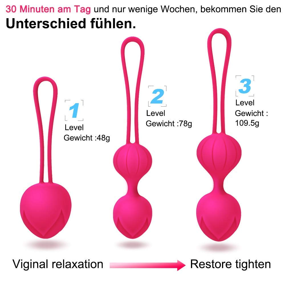 Premium Liebeskugeln 3er Set, Perfekt für Frauen zum Beckenbodentraining,Sexspielzeug Als Beckenbodentrainer - Stärkung der Vaginalmuskulatur & Sextraining,Medizinisches Silikon,Wasserfest (Rosa)