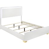 Coaster Home Furnishings Marceline Contemporary Wood Queen Size LED Panel Bed Frame 51-inch Headboard White 222931Q