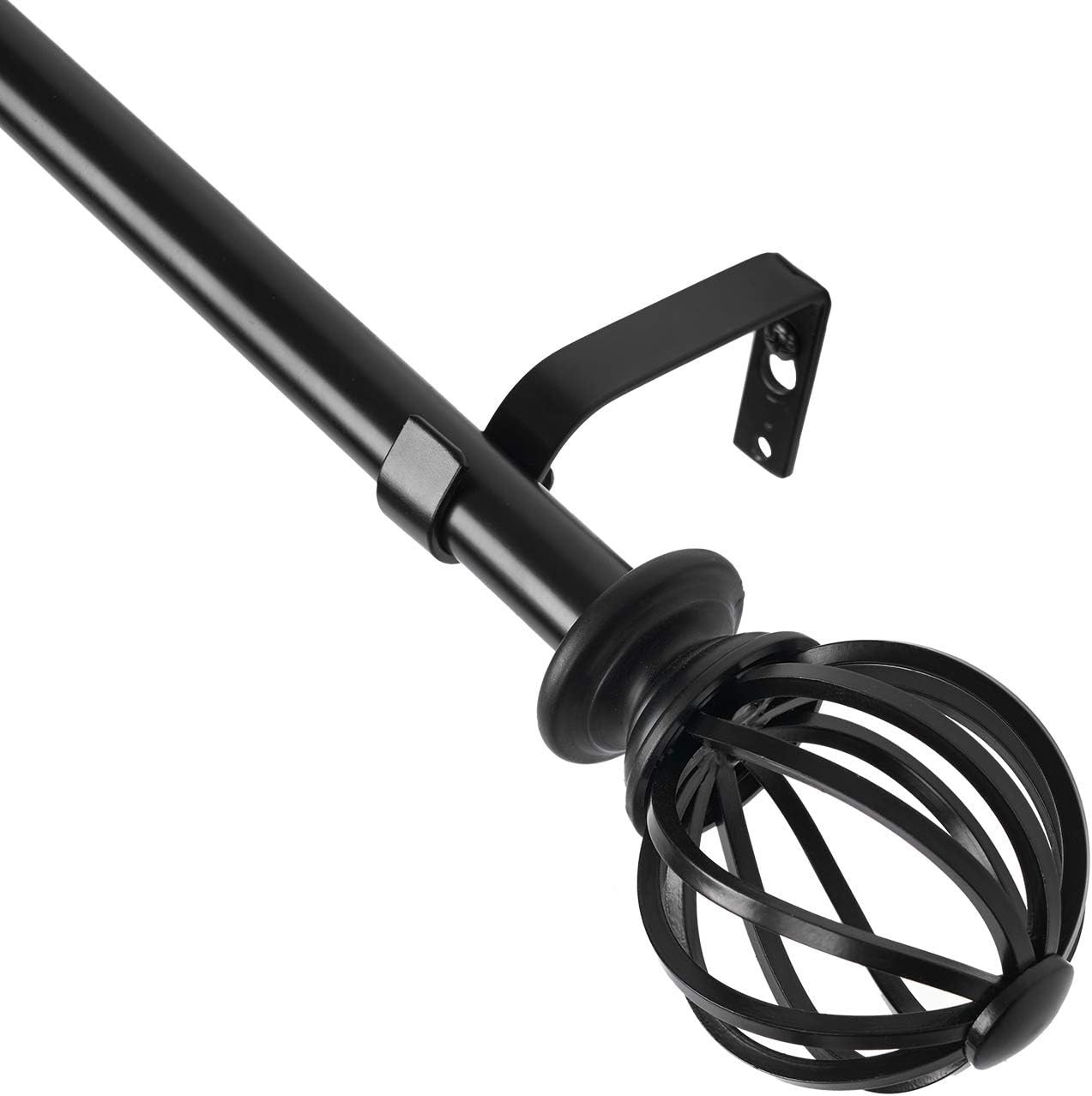 BOOM JOG Window Curtain Rod with Cage Finials, 3/4" Decorative Window Treatment Single Rod Set, 66 to 120", Black: Home & Kitchen