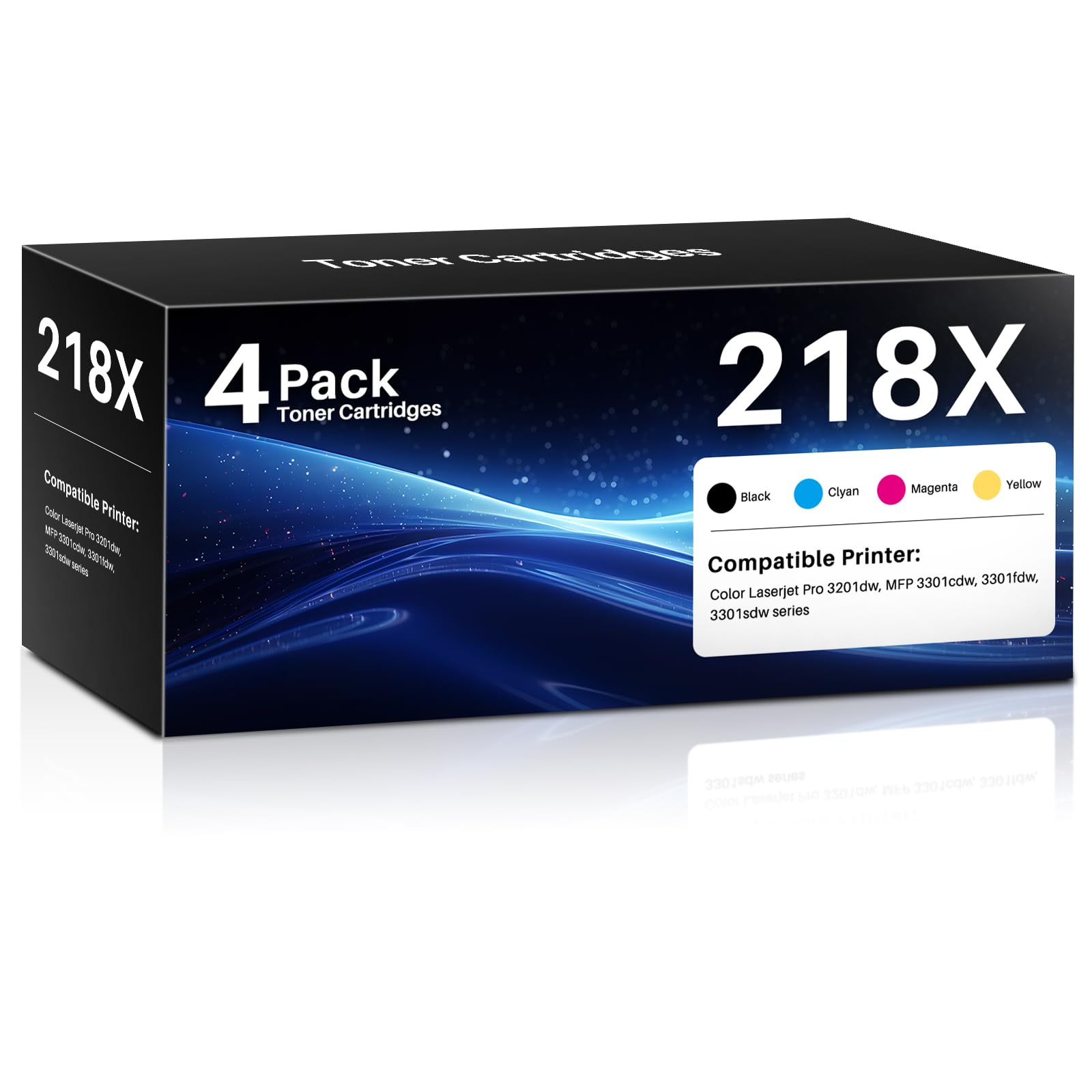 Photo 1 of 218X Toner Cartridges 4 Pack High Yield (with Chip) Compatible Replacement for HP 218X 218A for Color Laserjet Pro 3201dw MFP 3301fdw 3301cdw 3301sdw Printer Ink Set W2180X(Black Cyan Yellow Magenta)