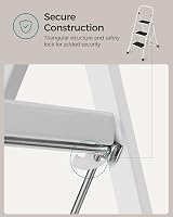 SONGMICS 3-Step Folding Ladder GSL03WT Space-Saving Steel Ladder with Safety view 4