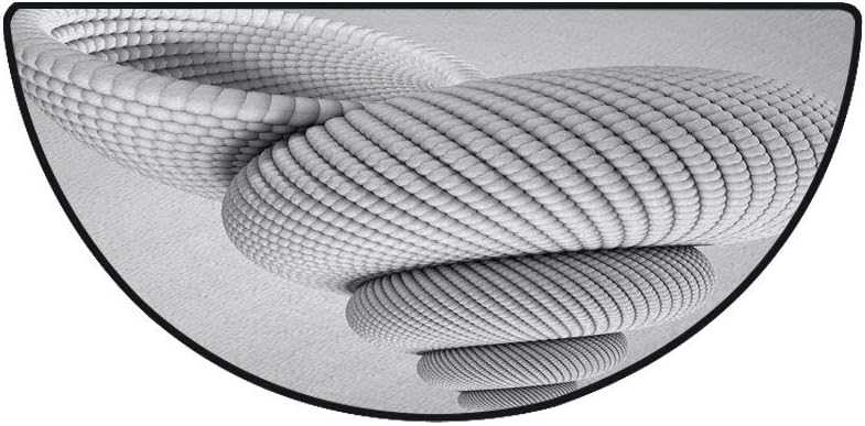 18" x 36" Half Round Door Mat,Shell Shaped Form with Chamber Arranged in Geometric Spirals Macro Model Image Outdoor/Indoor Entry Rug,for Home Kitchen Office Standing Desk Mats,White