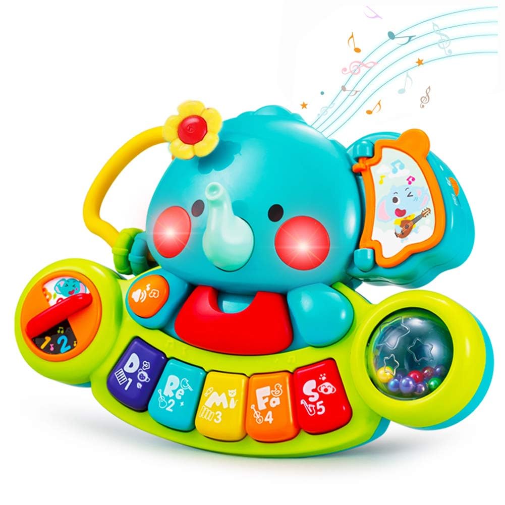 HOLA Baby Toys 6 to 12 Months Musical Elephant Piano Baby Toy 6 Months Plus 12 18 Months Interactive Early Learning Toys for 6 Month Old Babies Girls Boys Gifts