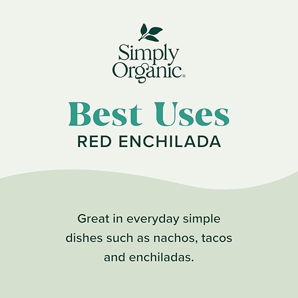 SIMPLY ORGANIC RED ENCHILADA SIMMER SAUCE, 8 OUNCE POUCH, FOR BEEF, CHEESE OR CHICKEN ENCHILADAS, CHILI ZEST (PACK OF 6)
