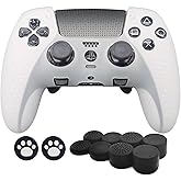 MOJOXR Controller Silicone Cover and Stick Caps for PS5 DualSense Edge Wireless Controller,Anti-Slip Protector Skin and 10 Thumb Grip Caps Accessories for Playstation5 Edge Controller (white)
