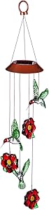 Evergreen Garden Hummingbird and Flower Color Changing Solar Mobile - 5 x 5 x 28 Inches