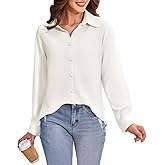 Women's Button Down Dress Shirts Long Sleeve Stretch Blouse Work Office Casual Chiffon Tops