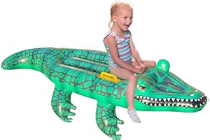 Inflatable Alligator Pool Float, Realistic Animal Pool Floats, Long Reptile Ride Animal Surfboard, Inflatable Crocodile Allig