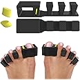 APEX Adjustable Toe Separators - Over 50% Thicker & More Durable - Doctor Recommended - Stretches to Fit - 4 Pack Adjustable Bundle (1 Pair Size S/M & 1 Pair Size Large) (black)